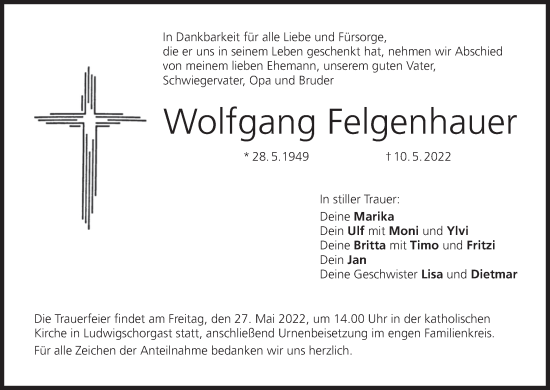 Anzeige von Wolfgang Felgenhauer von MGO