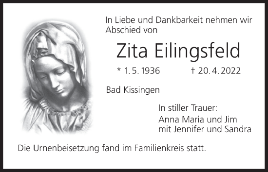 Anzeige von Zita Eilingsfeld von MGO