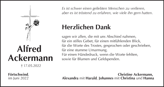 Anzeige von Alfred Ackermann von MGO