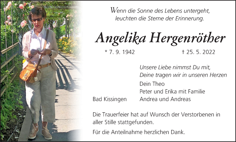  Traueranzeige für Angelika Hergenröther vom 04.06.2022 aus MGO