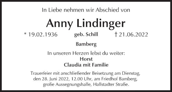 Anzeige von Anny Lindinger von MGO