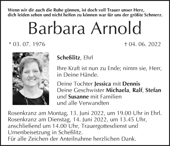 Anzeige von Barbara Arnold von MGO