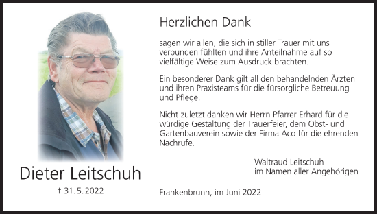 Anzeige von Dieter Leitschuh von MGO