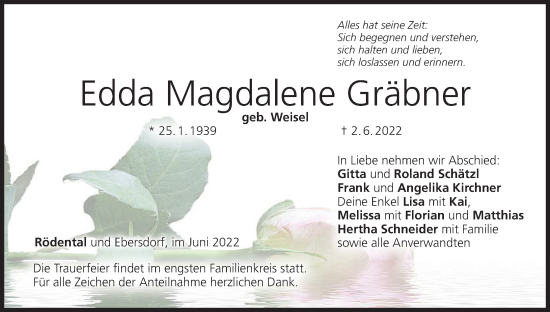 Anzeige von Edda Magdalene Gräbner von MGO