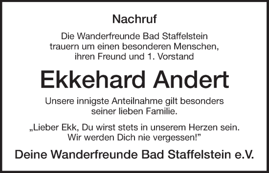 Anzeige von Ekkehard Andert von MGO