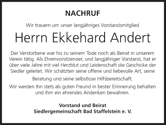 Anzeige von Ekkehard Andert von MGO