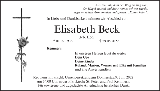 Anzeige von Elisabeth Beck von MGO