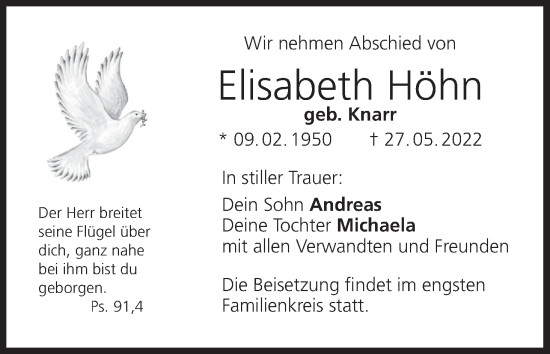 Anzeige von Elisabeth Höhn von MGO