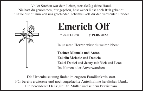 Anzeige von Emerich Olf von MGO
