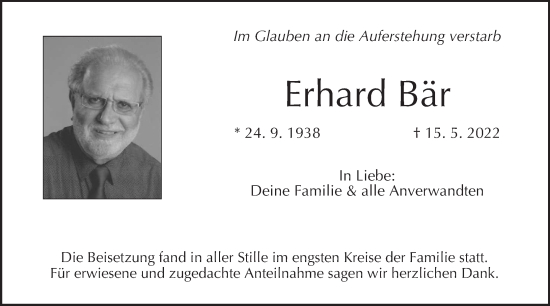 Anzeige von Erhard Bär von MGO