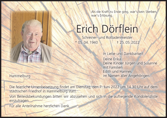 Anzeige von Erich Dorflein von MGO