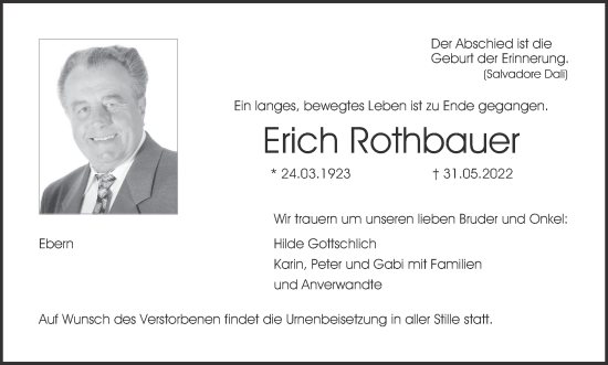 Anzeige von Erich Rothbauer von MGO