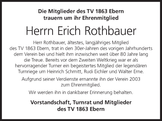 Anzeige von Erich Rothbauer von MGO