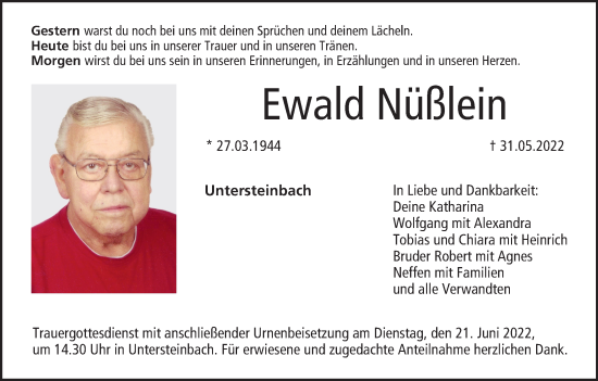 Anzeige von Ewald Nüßlein von MGO