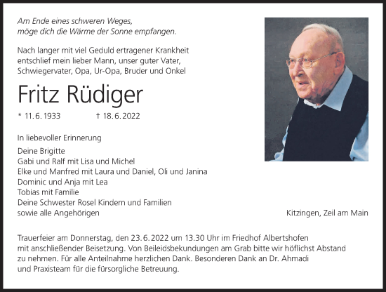 Anzeige von Fritz Rüdiger von MGO