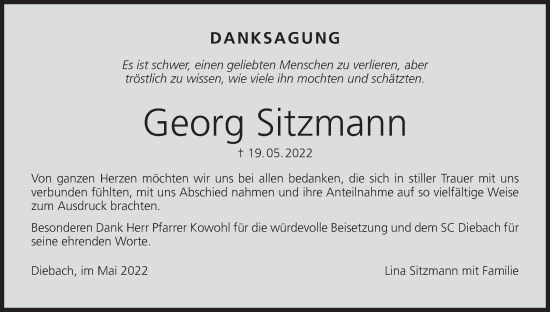 Anzeige von Georg Sitzmann von MGO