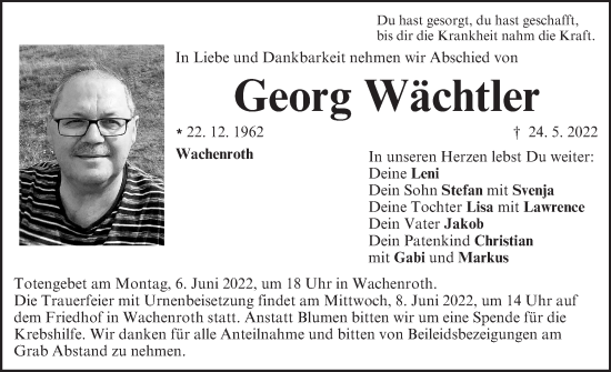 Anzeige von Georg Wächtler von MGO