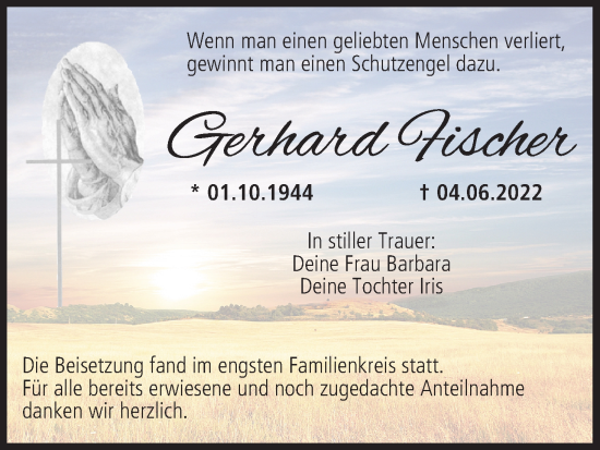 Anzeige von Gerhard Fischer von MGO
