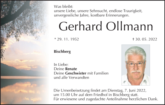 Anzeige von Gerhard Ollmann von MGO