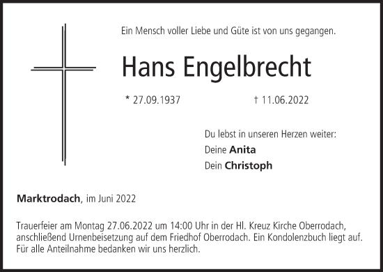 Anzeige von Hans Engelbrecht von MGO