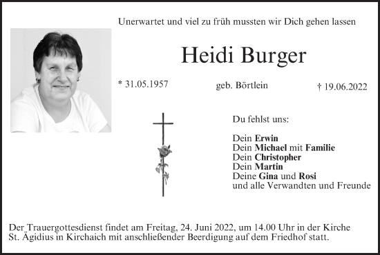 Anzeige von Heidi Burger von MGO
