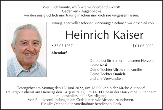 Anzeige von Heinrich Kaiser von MGO