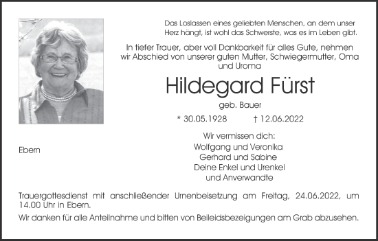 Anzeige von Hildegard Fürst von MGO