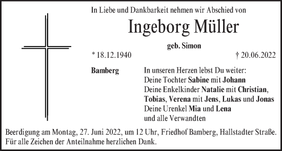 Anzeige von Ingeborg Müller von MGO