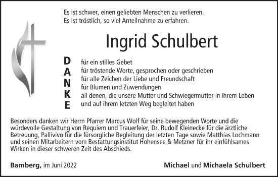 Anzeige von Ingrid Schulbert von MGO