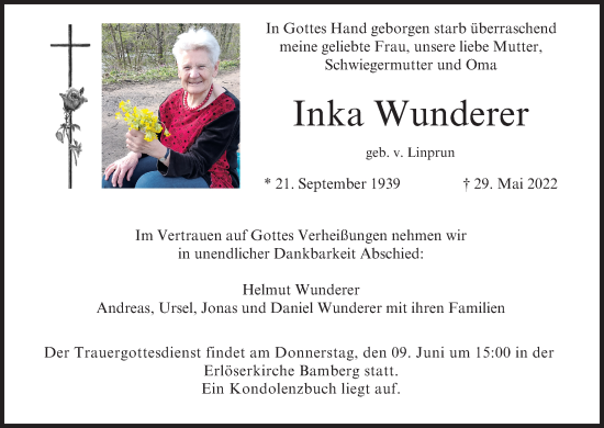 Anzeige von Inka Wunderer von MGO