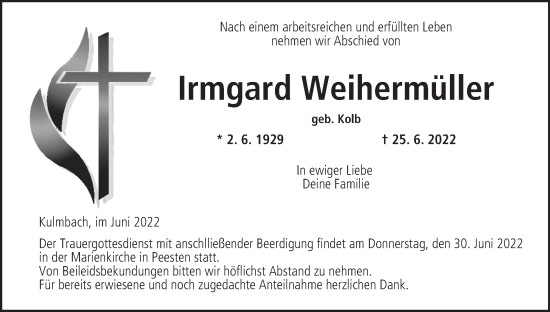 Anzeige von Irmgard Weihermüller von MGO