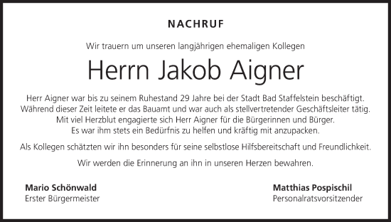 Anzeige von Jakob Aigner von MGO