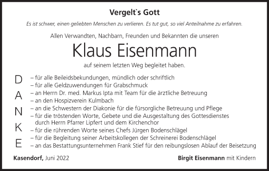 Anzeige von Klaus Eisenmann von MGO