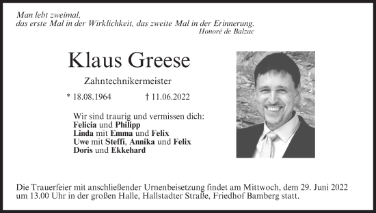 Anzeige von Klaus Greese von MGO