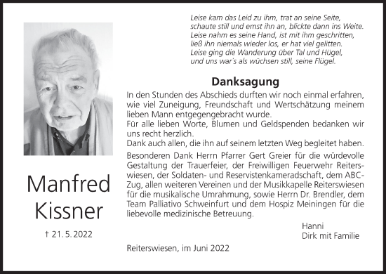 Anzeige von Manfred Kissner von MGO