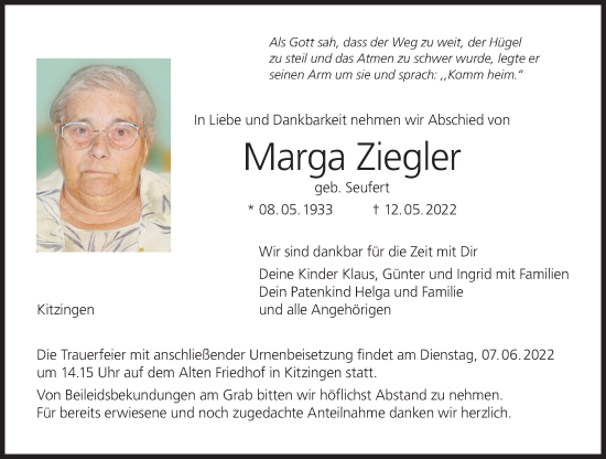 Anzeige von Marga Ziegler von MGO