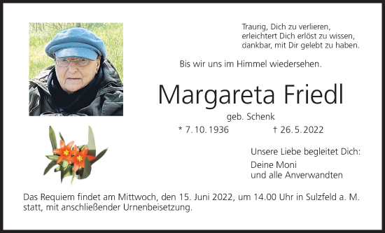 Anzeige von Margareta Friedl von MGO