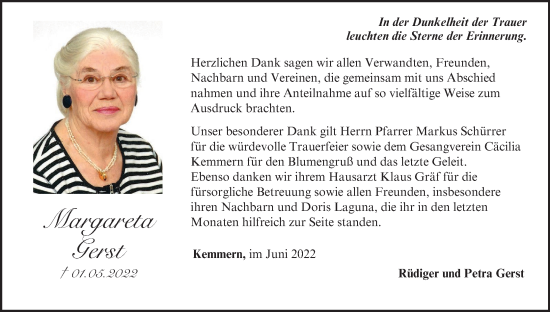Anzeige von Margareta Gerst von MGO