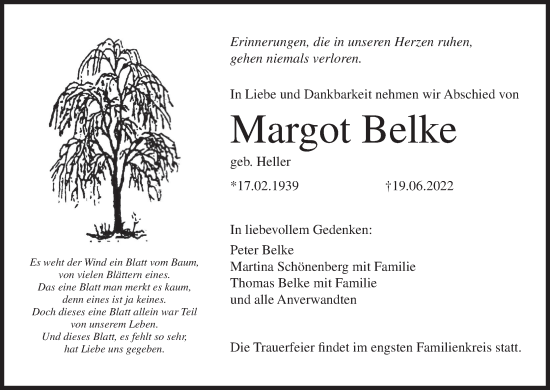Anzeige von Margot Belke von MGO