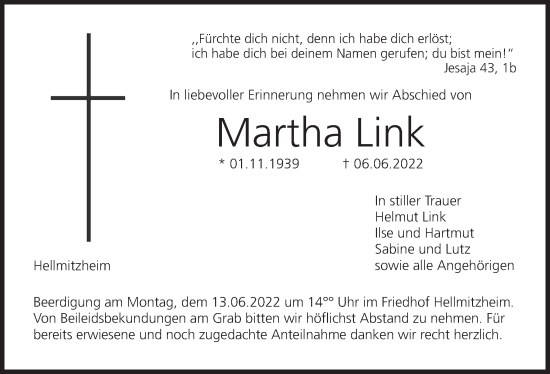 Anzeige von Martha Link von MGO