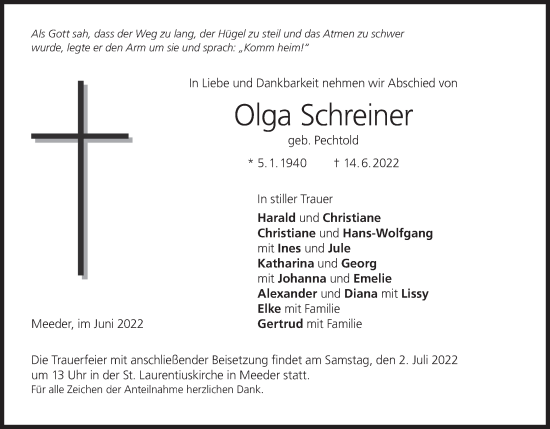 Anzeige von Olga Schreiner von MGO