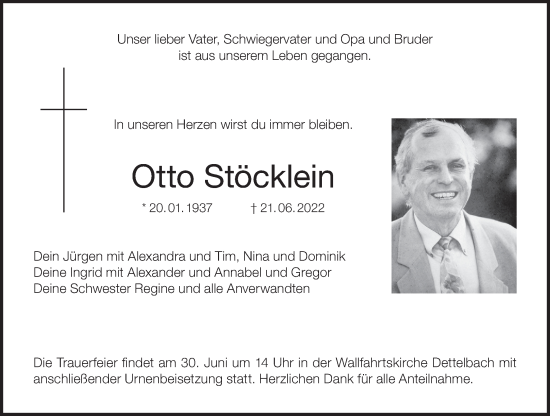 Anzeige von Otto Stöcklein von MGO