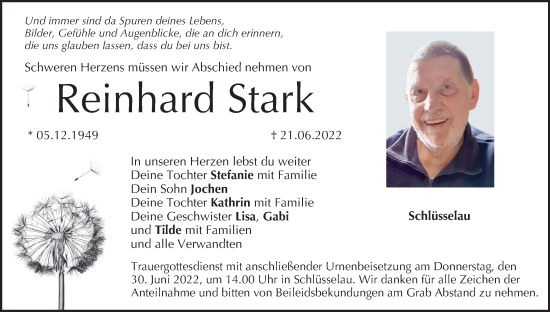 Anzeige von Reinhard Stark von MGO