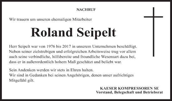 Anzeige von Roland Seipelt von MGO