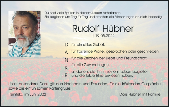 Anzeige von Rudolf Hübner von MGO