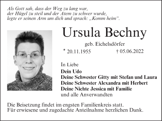 Anzeige von Ursula Bechny von MGO
