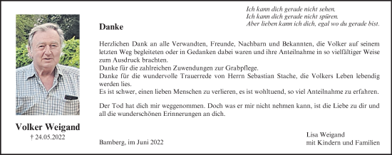 Anzeige von Volker Weigand von MGO