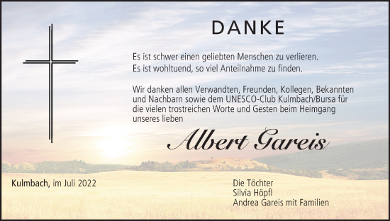 Anzeige von Albert Gareis von MGO
