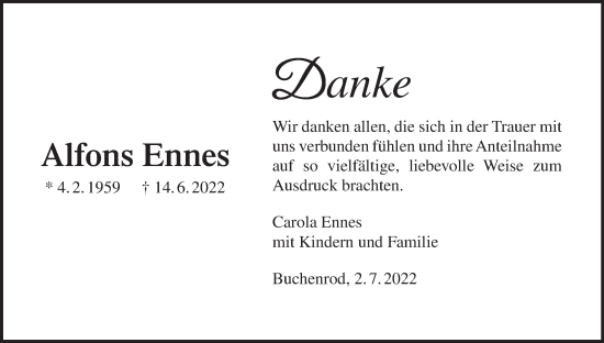 Anzeige von Alfons Ennes von MGO