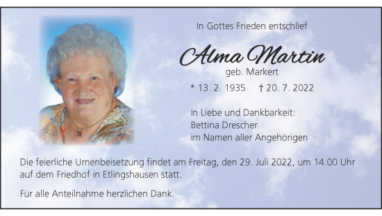 Anzeige von Alma Martin von MGO
